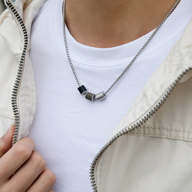 阿玛尼（ARMANI）男士项链易烊千玺同款小蛮腰串珠锁骨链情侣项链七夕礼物送男友 EGS2383020易烊千玺同款