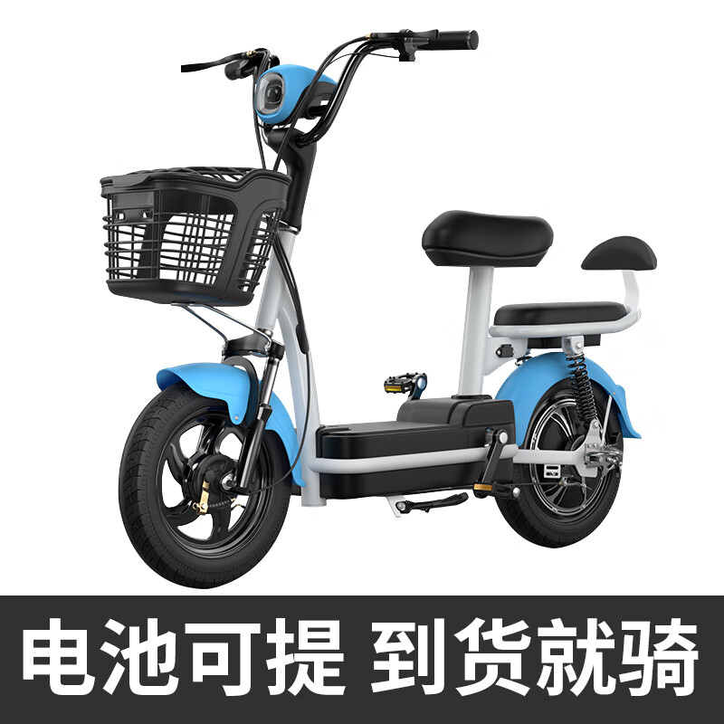 硕源新国标可上牌电瓶车成人电动自行车48V锂电小型电瓶车男女代步车 蓝色（新国标可提出） 48V12A普通铅酸电池续航约80里