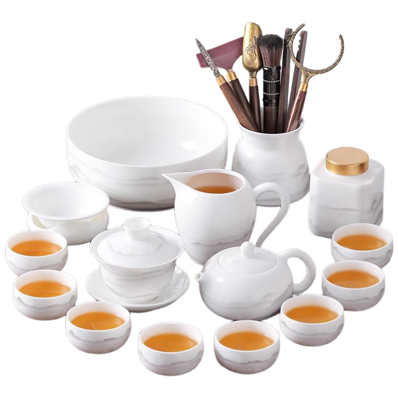 尚言坊功夫茶具整套高檔家用德化羊脂玉白瓷茶壺泡茶器套裝喬遷商務(wù)禮物