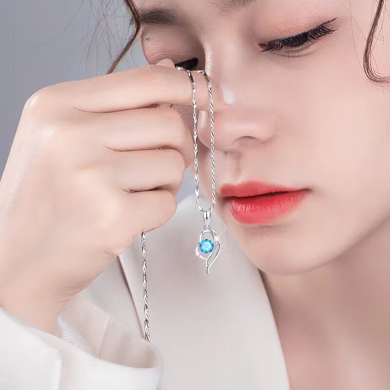 老凤祥925银项链女手链2025新款轻奢小众生日礼物女生送女朋友高级实用 海洋之心银项链+手链+耳钉套装