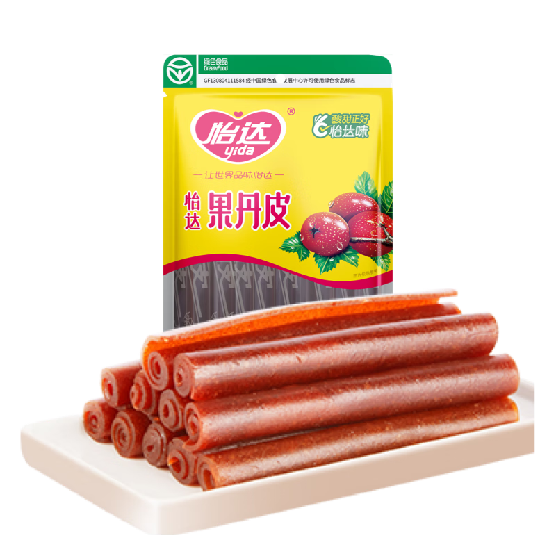 怡达绿色食品果丹皮90g独立包装约5支 儿童零食铁山楂卷果干山楂片条