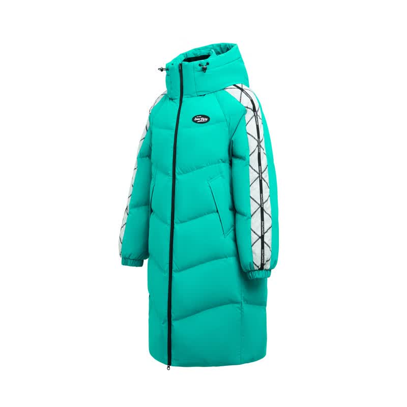 雪中飞【商场同款】女士长款运动羽绒服休闲时尚百搭连帽立领款防风御寒 青枝绿|4657 XL /175/96A