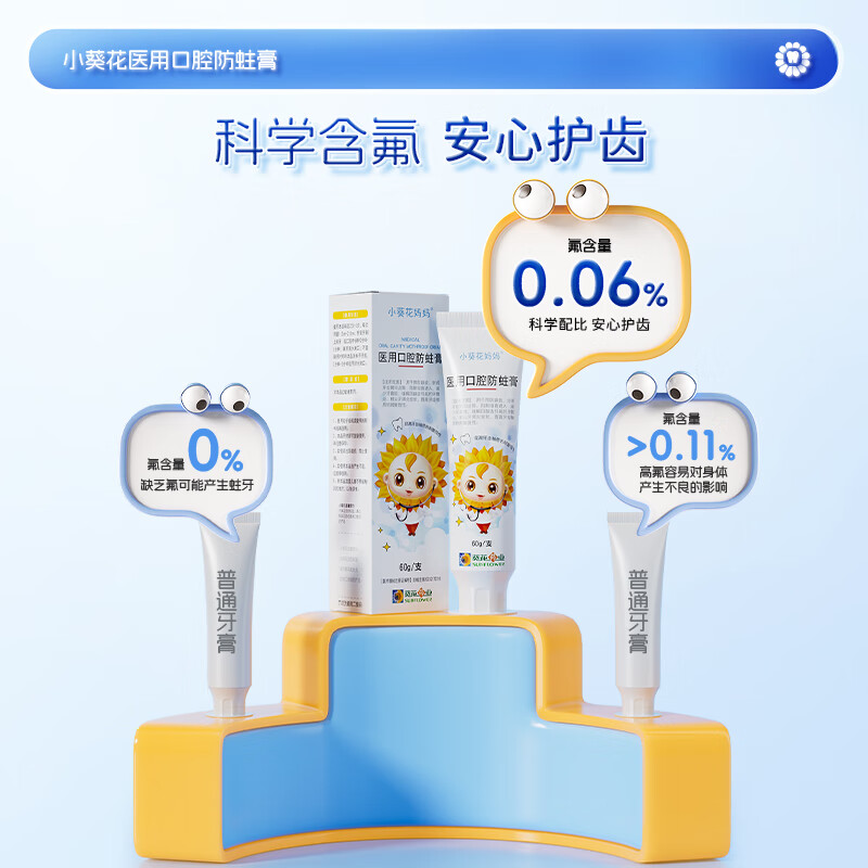 小葵花医可用口腔防蛀膏儿童青少年3-12岁含氟换牙期防蛀抗糖防龋非牙膏 2支【含氟防蛀 去牙菌斑】 畅销100w+&多地次日达&无效可售后