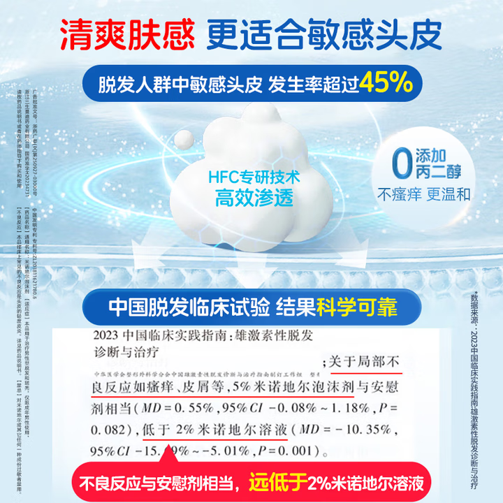 [蔓迪]米诺地尔泡沫剂 60g*3瓶 1盒装 60g5%浓度曼迪第二代米诺地尔倍速生发泡沫酊清爽肤感不油腻防脱发育发增发液 第二代米诺（3月）