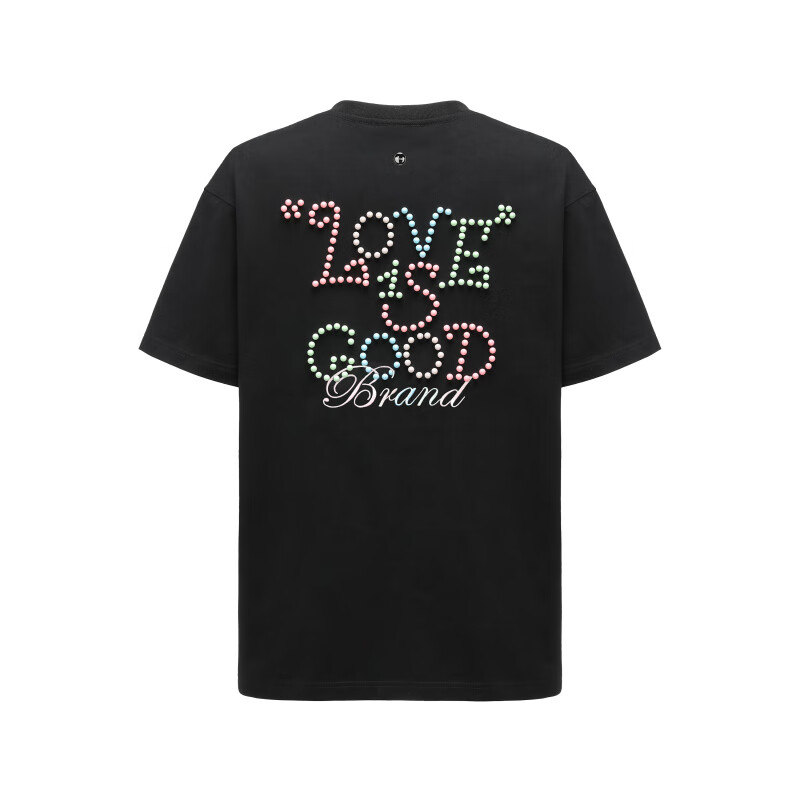 GOODBRAND 2025SS LOVEISGOOD马卡龙限定配色珍珠标语时尚短袖T恤 黑色 【顺丰】 XL 衣长77(170-200斤)