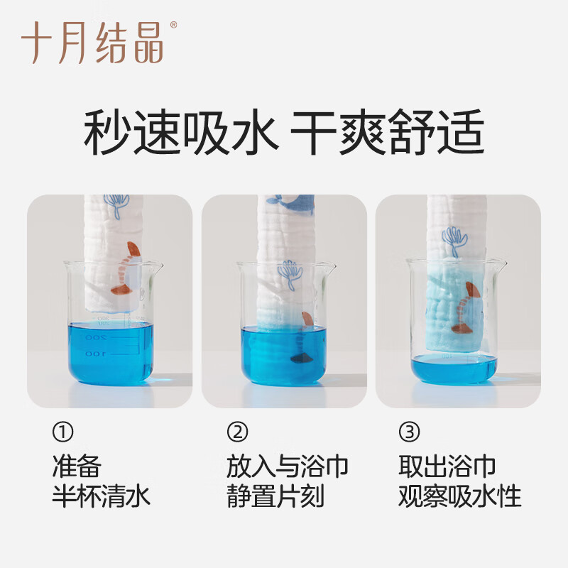 十月结晶婴儿浴巾棉透气纱布浴巾新生婴儿宝宝洗澡大毛巾 连帽 魔幻森林 90*90