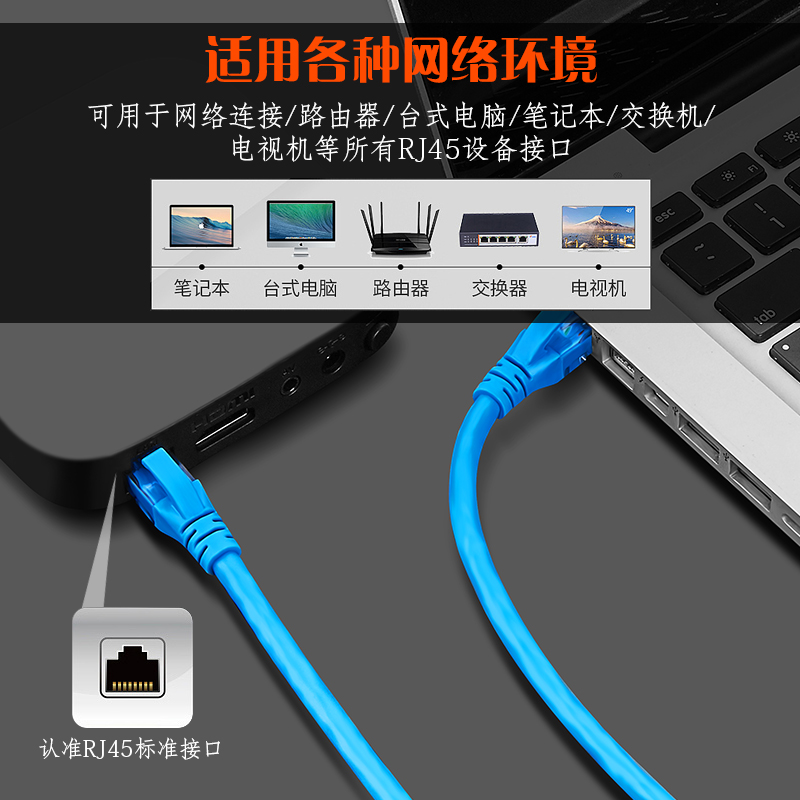 联刀超六类网络跳线高速CAT6千兆网络连接线电脑宽带连接成品线电脑网络跳线8芯双绞纯铜网线带双接头 2米