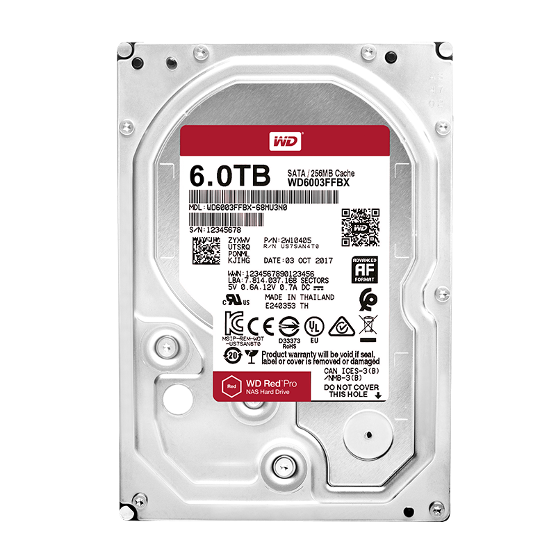 Western Digital 西部数据 红盘Pro系列 3.5英寸NAS硬盘 6TB 256MB(7200rpm、PMR)WD6003FFBX