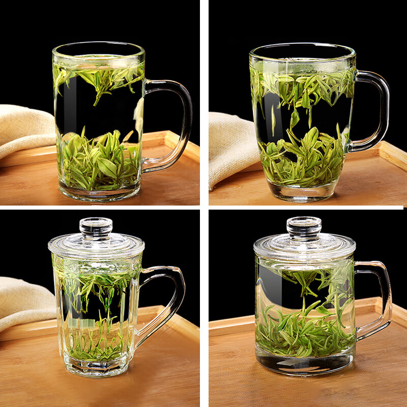 喜碧喜碧可耐超高瞬时温差带盖把杯茶杯可进蒸箱牛奶杯透明玻璃杯 肖恩热饮杯430ML/2只