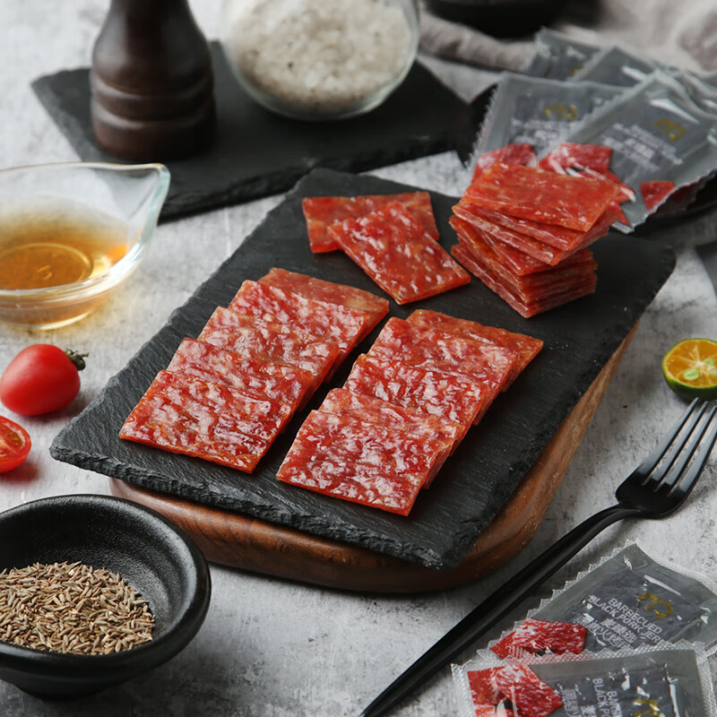 麦臻选【麦德龙超市】黑猪火烤肉片400g独立袋包装猪肉脯零食原味肉干