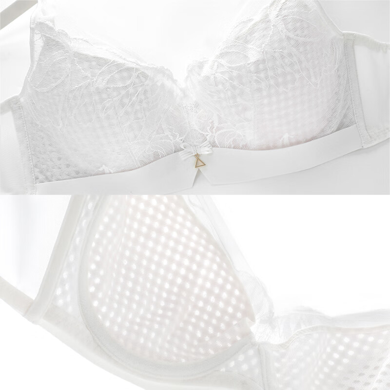 安莉芳【风巢杯】专柜新品蕾丝深v性感文胸女大胸显小内衣EB00820 乳白色CRM 80C