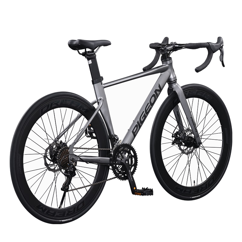 飛鴿（FLYING PIGEON）全內(nèi)線公路自行車(chē)成人男女雙碟剎城市通勤變速競(jìng)速單車(chē)全地形賽車(chē) 彎把-全內(nèi)走線-灰色 700*32C 藍(lán)圖24速