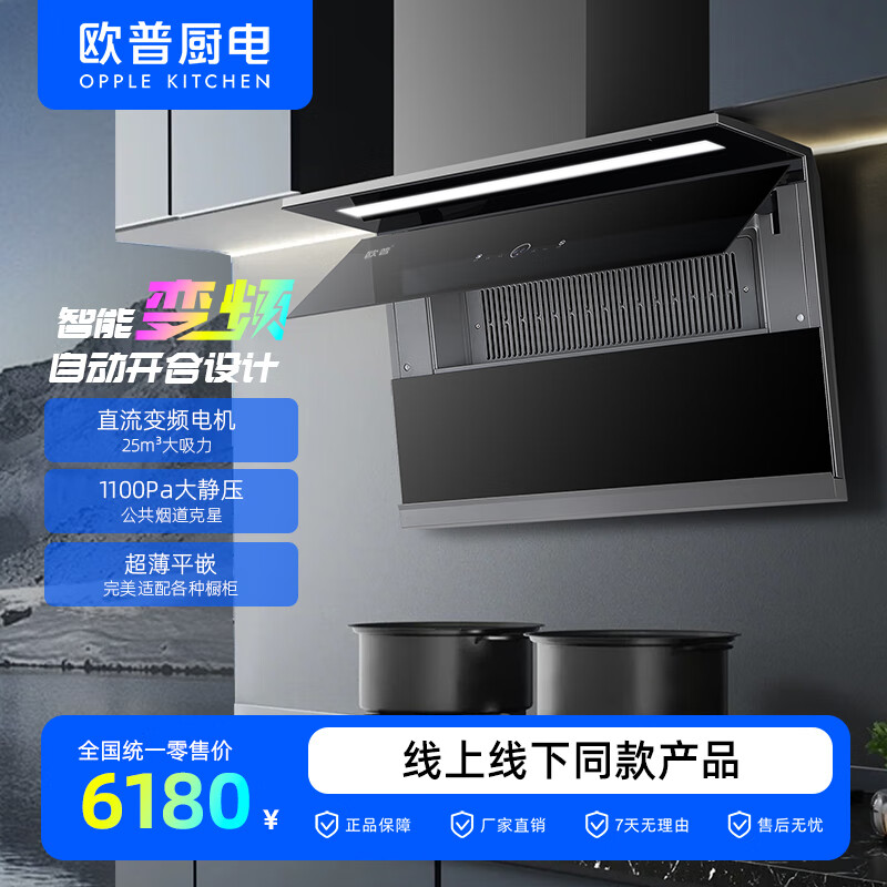 欧普照明（OPPLE）/一级能效/超薄平嵌系列/家用抽油烟机/CZ805油烟机+DB65燃气灶 黑色