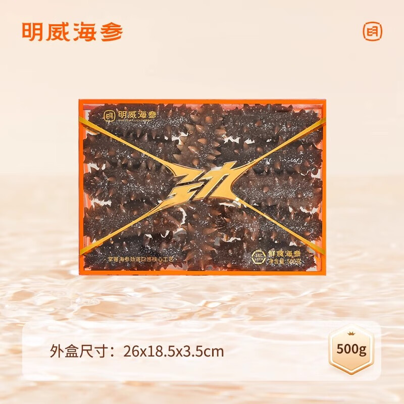 明威海参 鲜食即食海参刺参 鲜活加工独立包装单个装开袋即食冷冻海鲜礼盒 10-12头(1斤 )