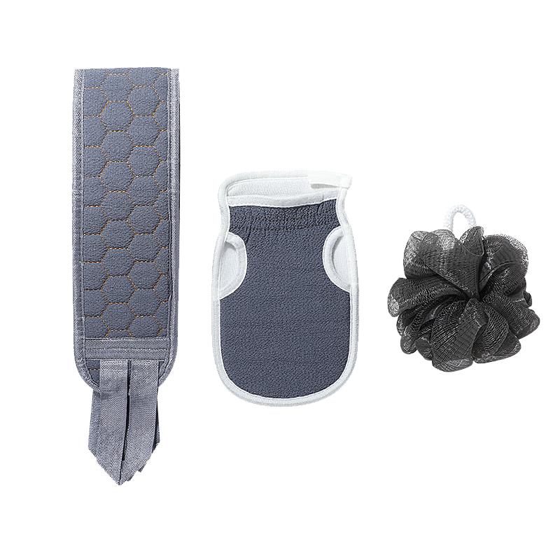 Creative art搓澡巾男士专用三件套 洗澡巾搓背搓澡神器 沐浴球浴花搓泥粗细砂