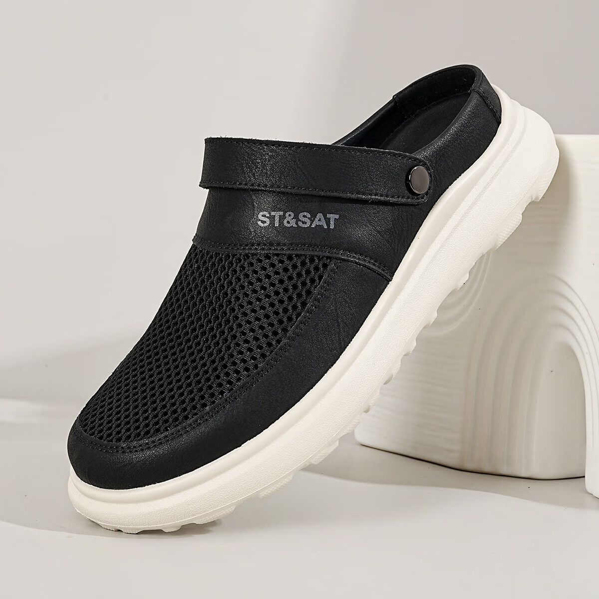 星期六男鞋夏季休闲外穿洞洞鞋网孔透气拖鞋包头沙滩凉鞋拖鞋