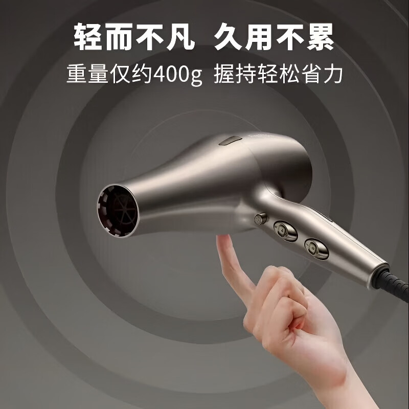 飒望【德国】吹风机家用大功率宿舍静音吹风机发廊大风电吹风筒蓝光理发店冷热风负离子不伤发干发器 灰色3800W-2米电源线
