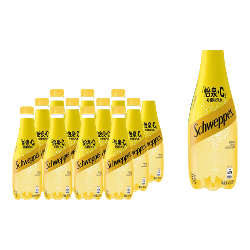 可口可乐怡泉+C柠檬味汽水400ml*6/12瓶含维c饮料碳酸饮料  怡泉+C柠檬味400ml*12瓶
