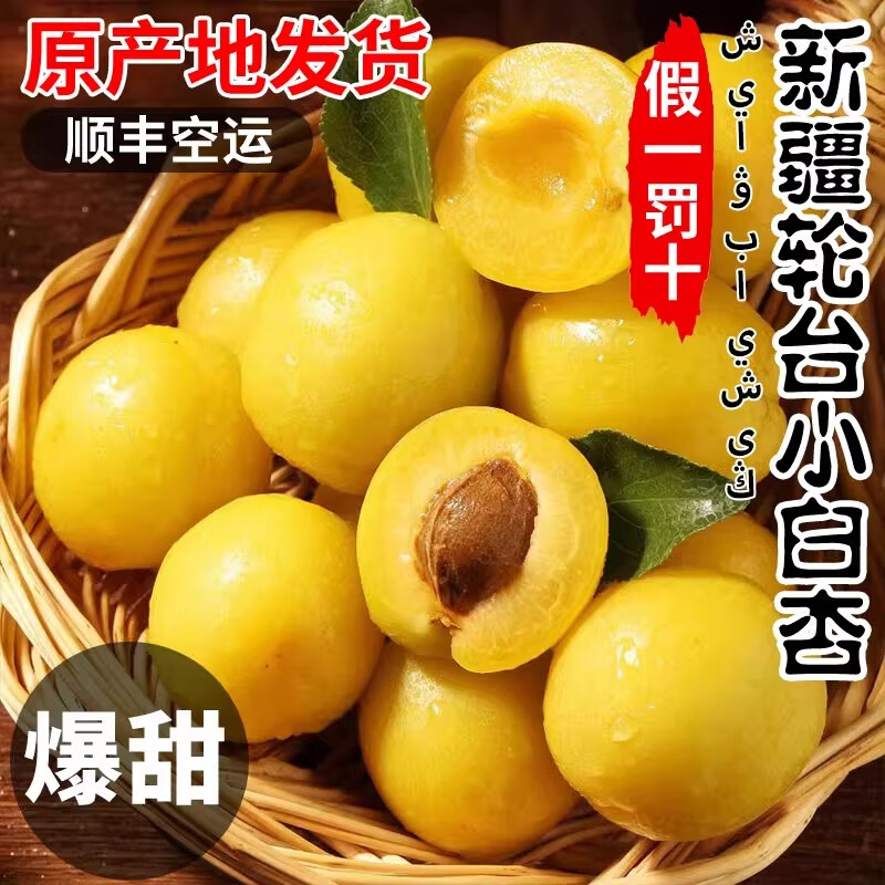 【新疆直发】正宗新疆小白杏新鲜轮台吊杆杏水果整箱团购送礼 净重精选果4斤【京东空运】