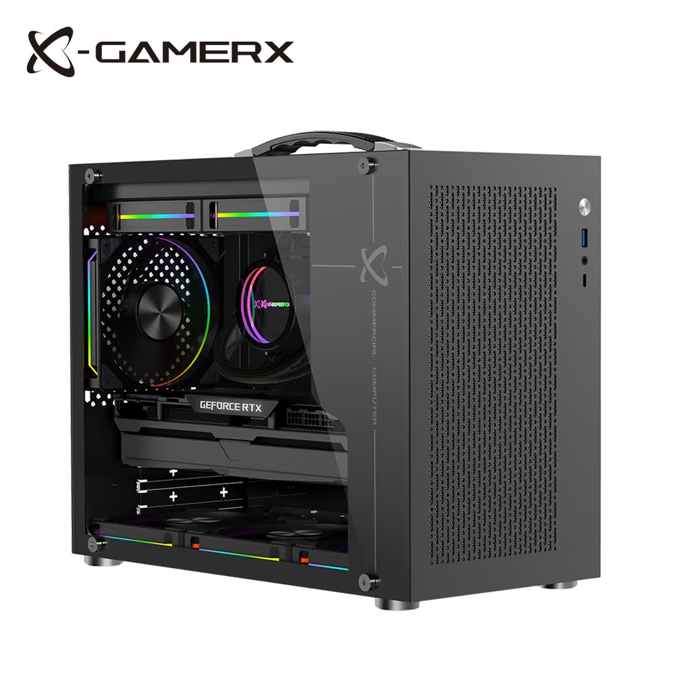 未知玩家X100PRO玻璃侧透MATX台式机240水冷电脑机箱 手提便携式MINI游戏ITX小机箱Type-C机箱 X100 PRO 机箱黑色