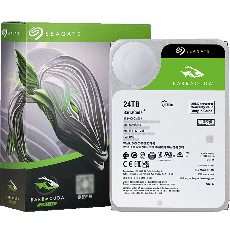 ϣ�ݣ�SEAGATE��̨ʽ��Ӳ�� 24TB 7200ת 512MB ��еӲ�� SATA ϣ�ݿ���ϵ�� ����Ӳ�� 3.5Ӣ�� ST24000DM001