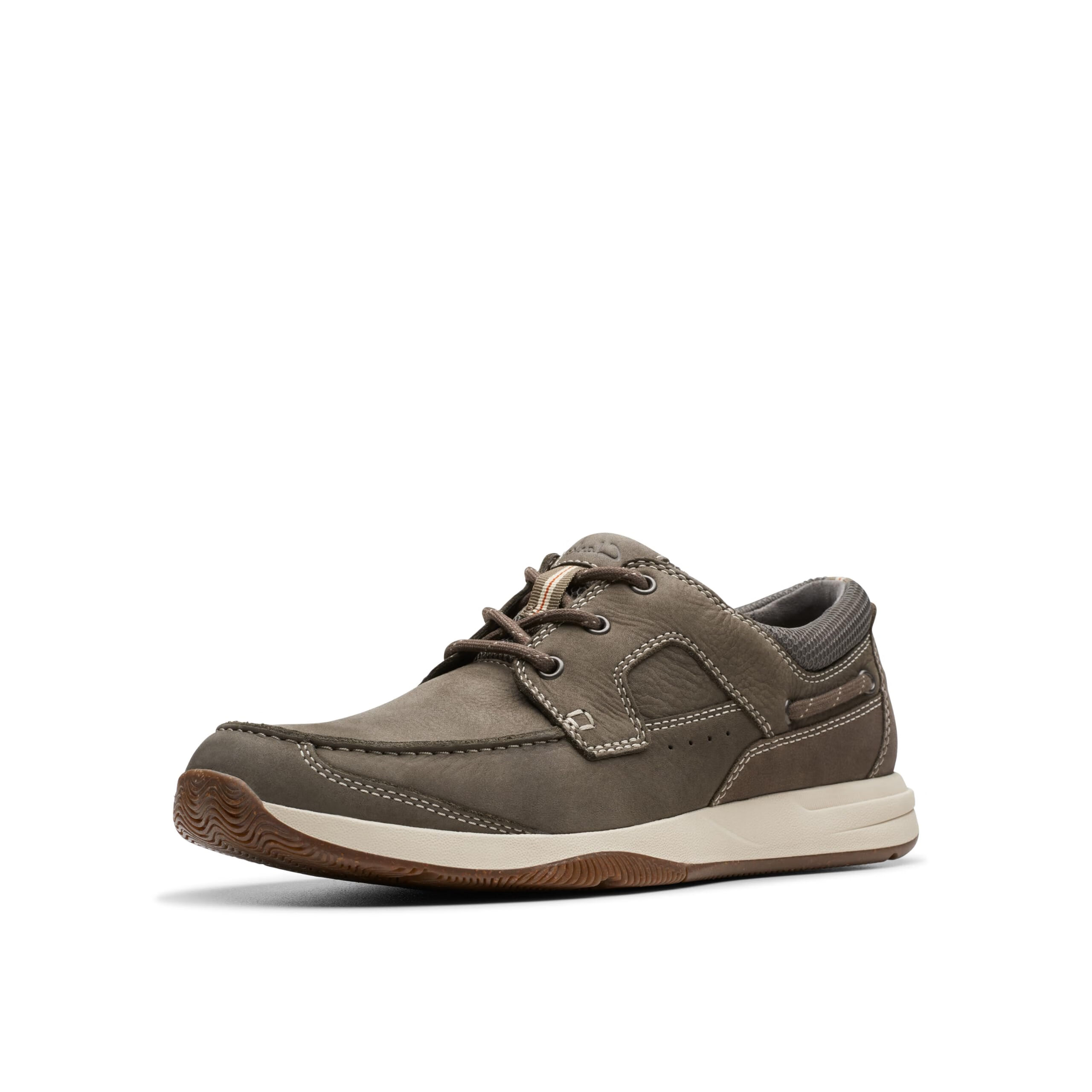 Clarks 其樂(lè) 男士 Sailview系帶休閑帆船鞋 舒適耐用防滑鞋底 灰褐色(Taupe Nubuck) 43 (10 US) 寬版