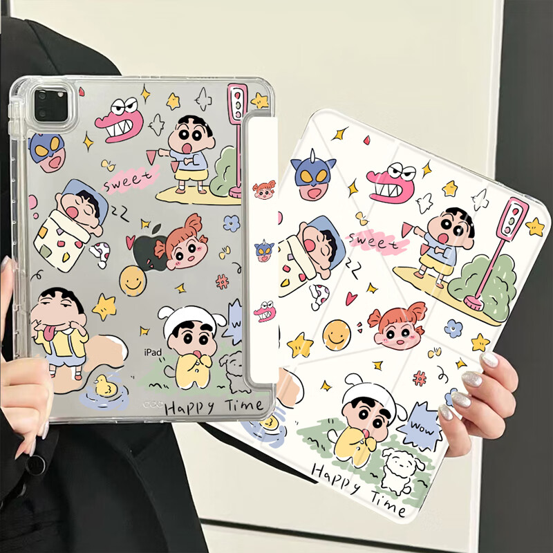 适用iPad保护壳pro11寸11代卡通彩绘Air7/6三+Y折平板壳防摔轻薄 卡通【BB297】横竖支撑笔槽款 iPad air7-10.9寸