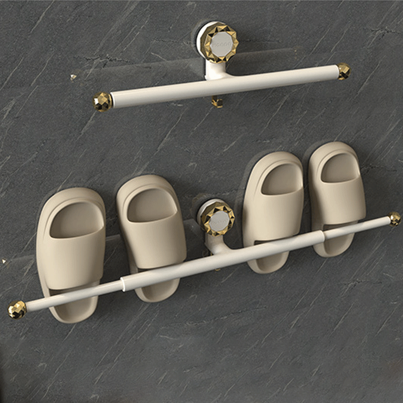 佳立方吸盘伸缩拖鞋架家用款收纳用具壁挂式多功能无痕拖鞋架浴室免打孔 奶白色2个