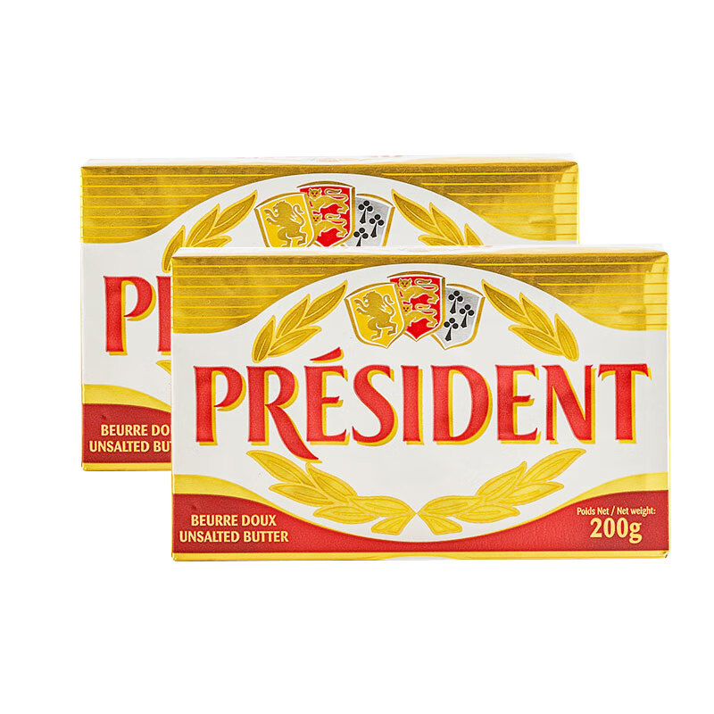 總統(tǒng)(President)原味黃油500g 法國進(jìn)口動物性淡味咸味發(fā)酵性涂抹煎牛排烘焙 總統(tǒng)【淡味/原味】黃油200g*2塊