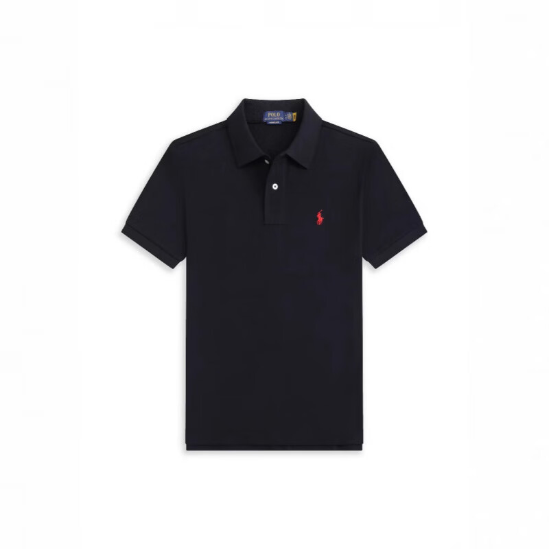 POLO SPORT美国保罗polo衫男夏季短袖翻领小马标纯棉T恤刺绣商务休闲男装 宝蓝色红标 2XL (190-210斤)