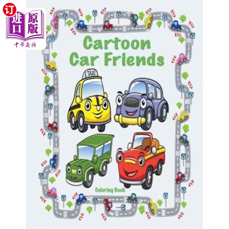 海外直订cartoon car friends coloring book 卡通汽车朋友填色书