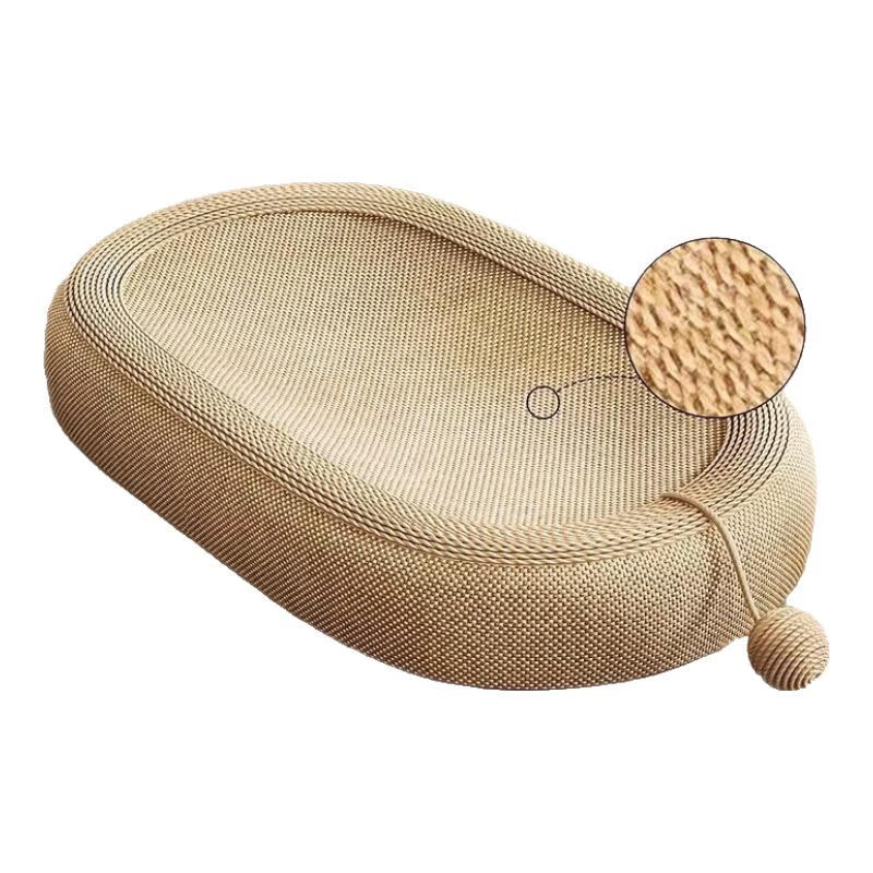 派阿哥猫抓板窝碗形大号猫抓盆不掉屑猫窝猫玩具瓦楞纸猫爪板用品垫子 60CM椭圆麻布