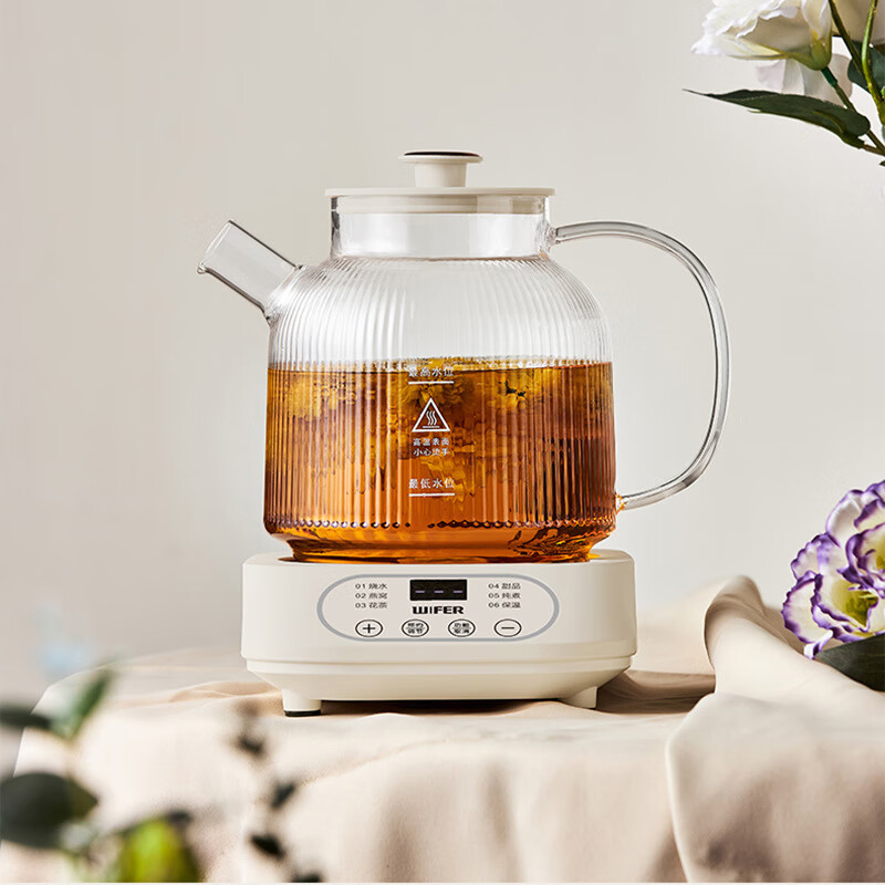 品味生活好夫人全玻璃养生壶家用1L多功能电热水壶宿舍恒温煮茶器全自动煎药壶 分体多功能养生壶-无滤网 1L