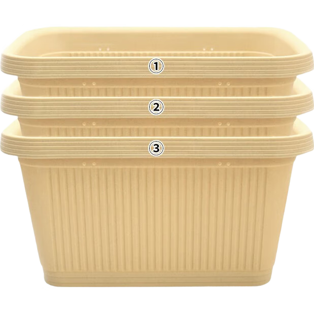 愛麗思陽臺種菜盆種菜箱草莓種植盆長條花盆塑料蔬菜種植箱種菜專用盆 【3個裝】深型500茶色