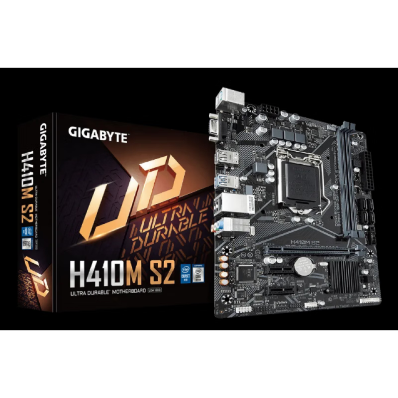 技嘉新到  盒装技嘉H410M S2  D2VX SI  DS2V V2 支持10代CPU  带M.2 浅灰色