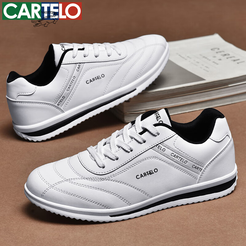 卡帝乐鳄鱼男鞋春夏新款都市商务休闲网面鞋男士低帮厚底板鞋英伦风百搭鞋子 白色[四季款]QH2035 44