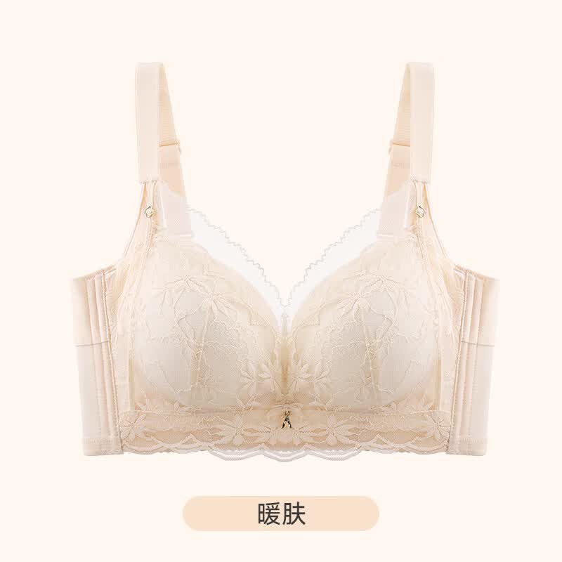 NW HAREM蕾丝内衣女适合小胸显大聚拢升杯外扩文胸调整型防下垂性感胸罩 暖肤 2XL 码40/90AB 【上薄下厚2.5CM】