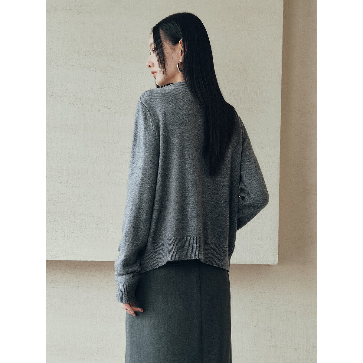 太平鸟秋冬毛针织衫集合链接新款打底无缝套衫女士开衫 开衫灰色 L