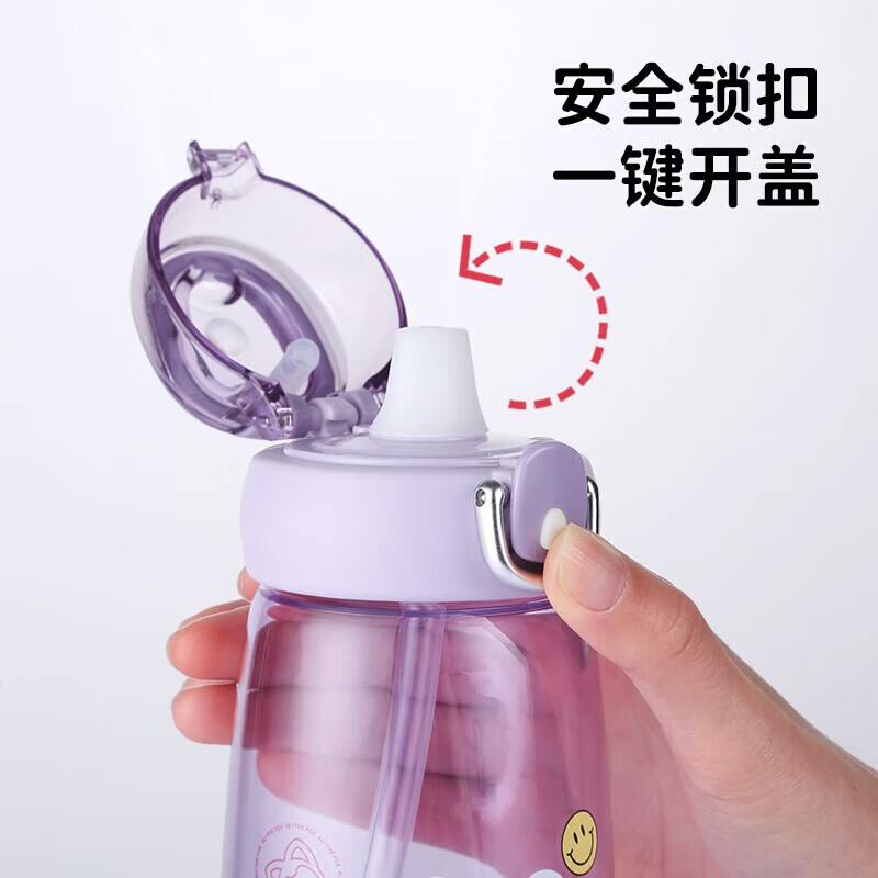 富光塑料杯儿童水杯吸管杯大容量tritan材质学生便携随手便携杯子 600ml蓝色