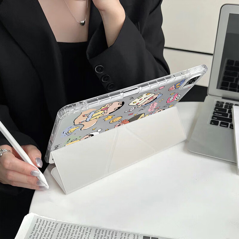 适用iPad保护壳pro11寸11代卡通彩绘Air7/6三+Y折平板壳防摔轻薄 卡通【BB297】横竖支撑笔槽款 iPad air7-10.9寸