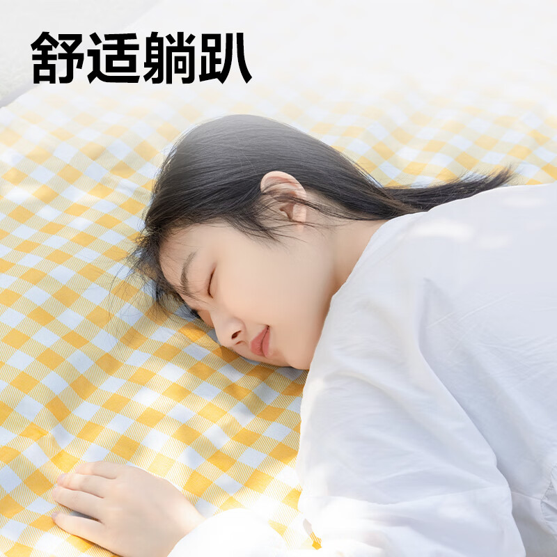 得力（deli）加厚野餐垫户外超大可折叠地垫露营沙滩帐篷防潮垫 【黄白格】牛津布 适合4-8人