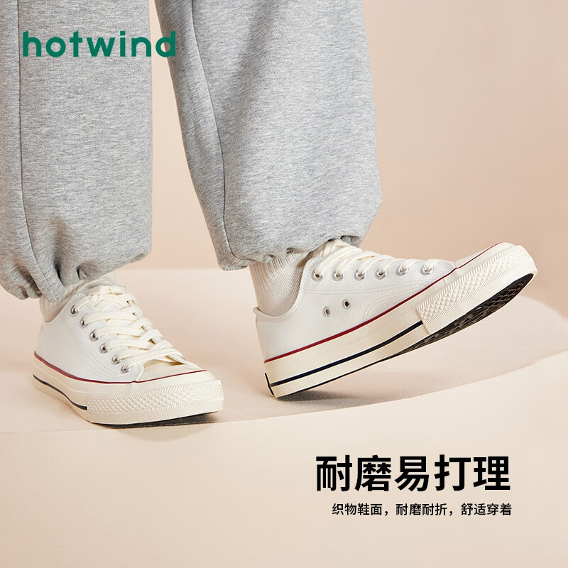 热风男鞋2024年春季新款男士时尚帆布鞋经典百搭休闲鞋子小白鞋 04白色 42 偏大半码