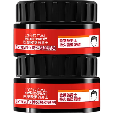 欧莱雅男士持久强塑发蜡70g(发蜡发泥发膏发胶造型 持久定型) 【强力塑型】男士强塑发蜡70g*2