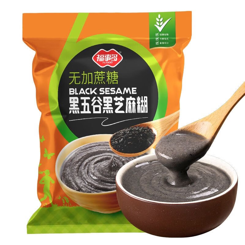 福事多黑五谷黑芝麻糊910g營(yíng)養芝麻粉膳食代餐粉飽腹谷粉早餐沖飲 黑五谷黑芝麻糊910g*1袋26小包