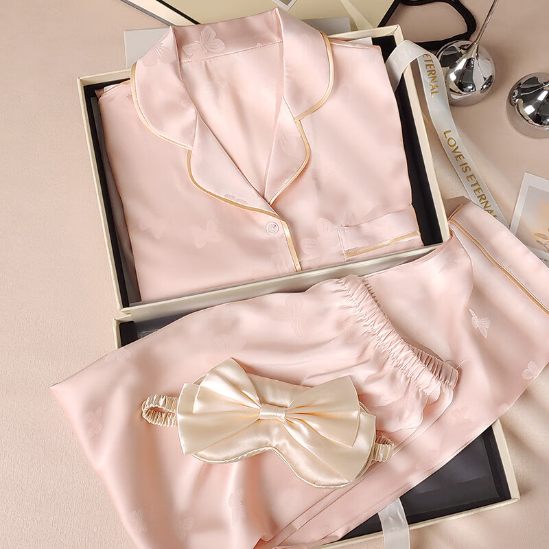 ���ڲ�����è���ļ���˿˯��Ůʿ�߼���г��䳤��˯���⴩�Ҿӷ���������Ϧ���� ǳ��-���������� ��������С� XL ��156-172cm/Լ116-130�