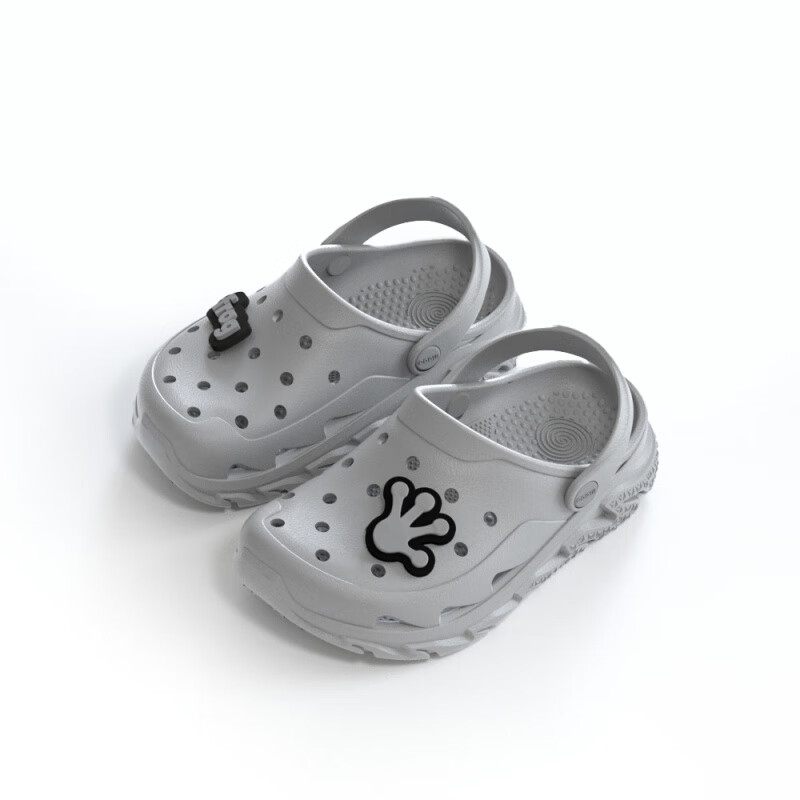 酷趣（Coqui）酷趣兒童涼鞋男童夏軟底防滑涼拖鞋大童女孩沙灘外穿洞洞鞋 卡其灰 29 _30