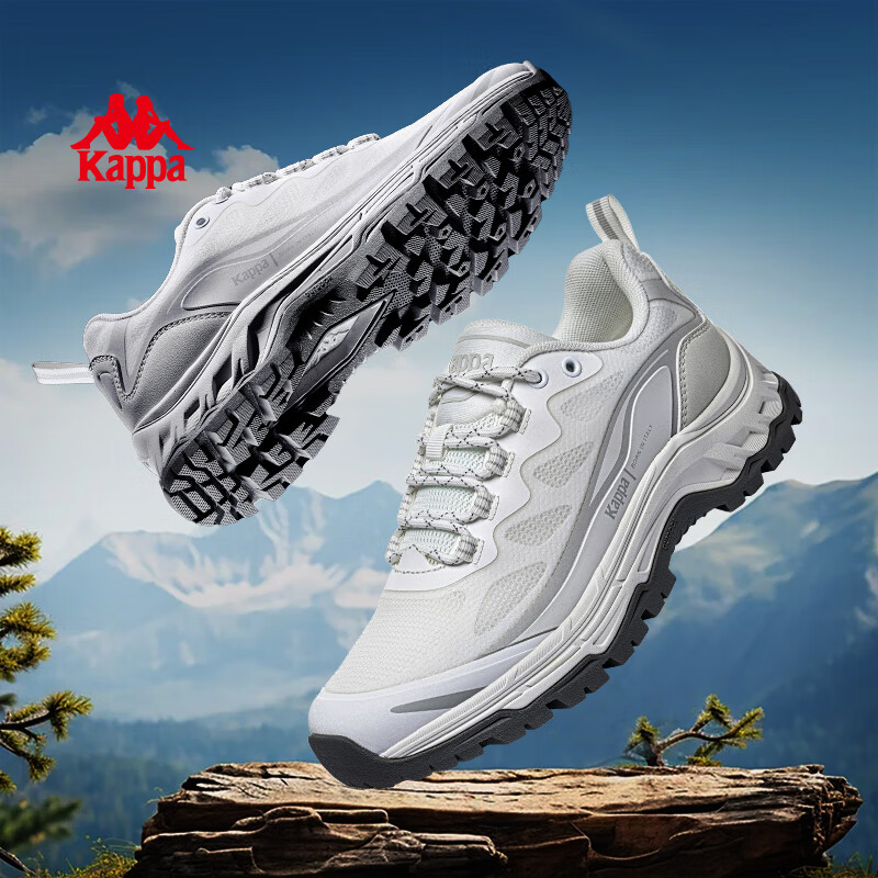 Kappa【清仓】卡帕男鞋户外徒步登山鞋秋冬新款软底减震耐磨休闲运动鞋 经典白 40