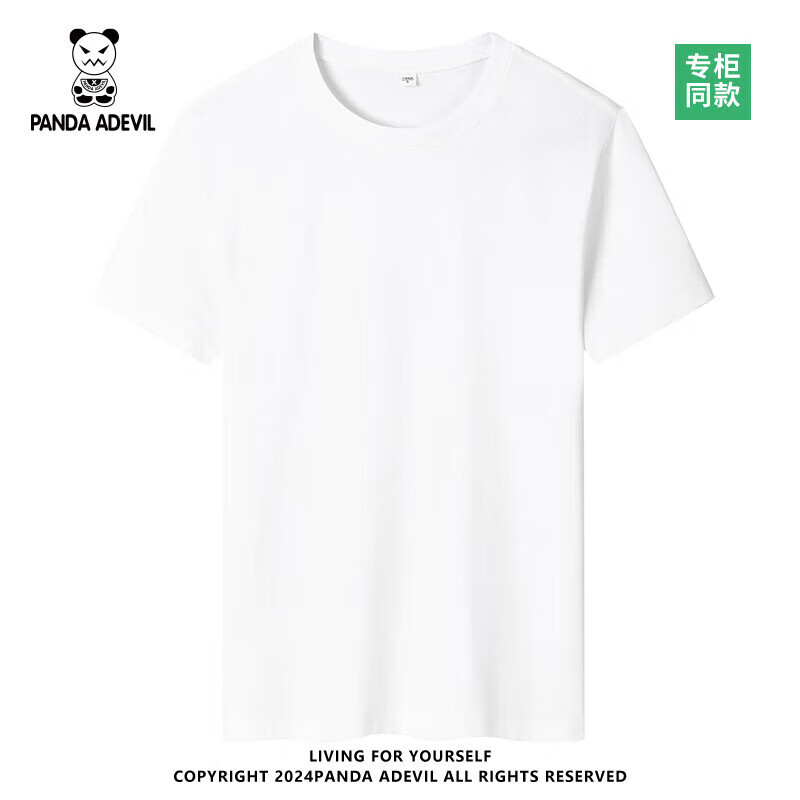 熊猫小恶魔（PANDA ADEVIL）夏季纯棉男女宽松休闲短袖T恤情侣潮 白色 L 125-140斤