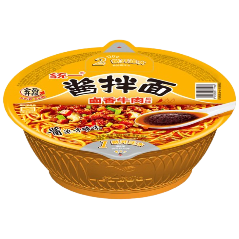 统一酱拌面 卤香牛肉风味 碗面 120g*12碗 整箱装干拌面方便面速食