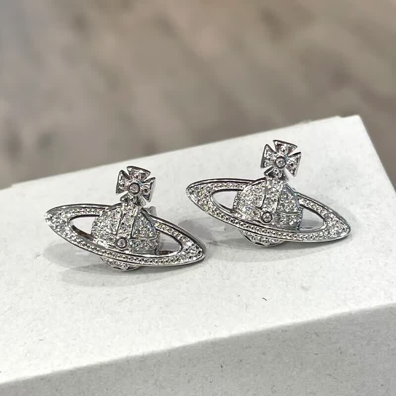 薇薇安·威斯特伍德（Vivienne Westwood）西太后耳钉土星吊坠耳环轻奢耳饰情侣耳钉送女友新年礼物 银-土星耳饰